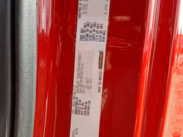 3AKJGLD53FSGC9178 - 2015 FREIGHTLINER CASCADIA 1 RED photo 10