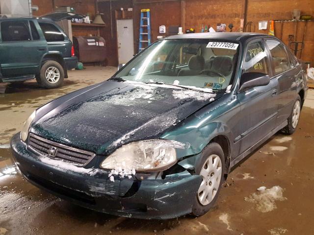 2HGEJ6615YH505580 - 2000 HONDA CIVIC BASE GREEN photo 2