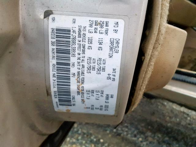 1J4FJ78S8SL599103 - 1995 JEEP CHEROKEE C GRAY photo 10