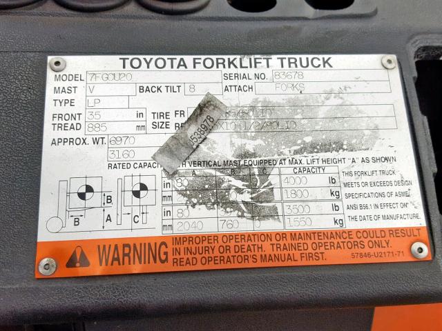 83678 - 2004 TOYOTA FORKLIFT TWO TONE photo 10