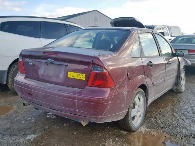 1FAHP34N87W209067 - 2007 FORD FOCUS ZX4 BURGUNDY photo 4