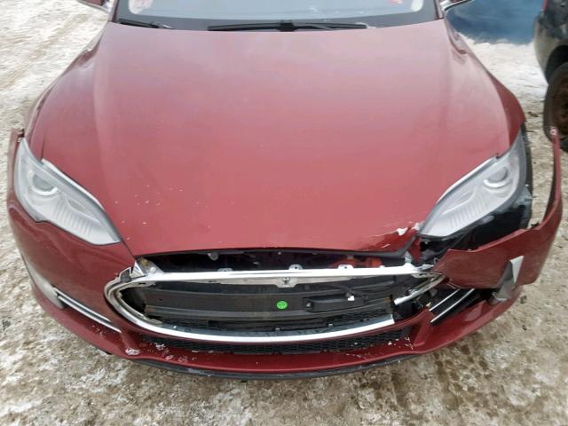 5YJSA1DNXCFS00309 - 2012 TESLA MODEL S MAROON photo 7