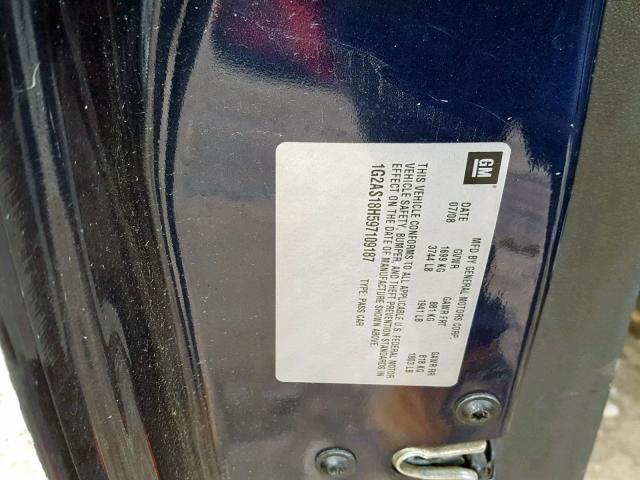 1G2AS18H597109187 - 2009 PONTIAC G5 BLUE photo 10