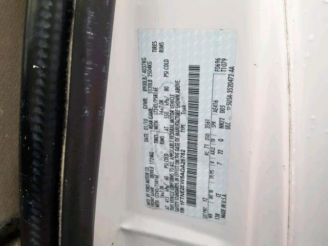 1FTNE2EW5ADA26782 - 2010 FORD ECONOLINE 白色 照片 10