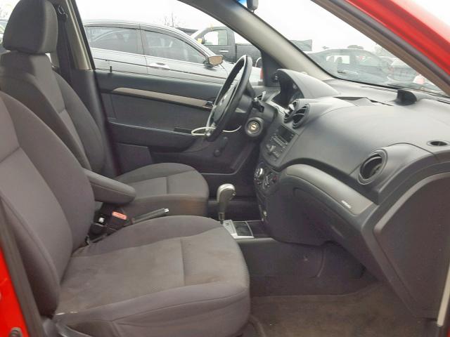 KL1TD56E29B383238 - 2009 CHEVROLET AVEO LS RED photo 5