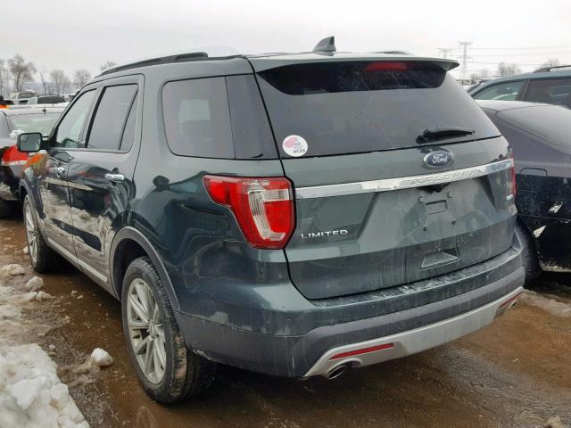 1FM5K8F80GGA10682 - 2016 FORD EXPLORER L GREEN photo 3