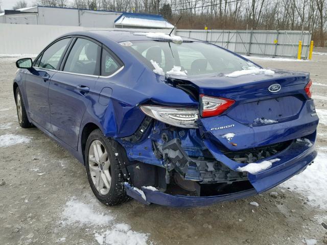 3FA6P0HD3ER352290 - 2014 FORD FUSION SE BLUE photo 3