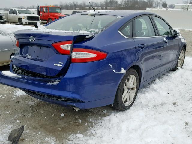 3FA6P0HD3ER352290 - 2014 FORD FUSION SE BLUE photo 4