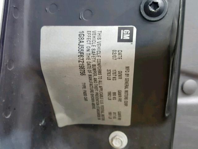 1G8AJ55F67Z198756 - 2007 SATURN ION LEVEL SILVER photo 10