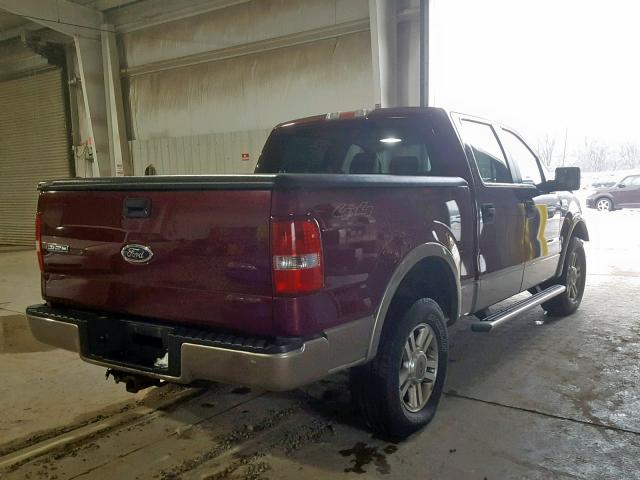 1FTPW14565FB00312 - 2005 FORD F150 SUPER MAROON photo 4