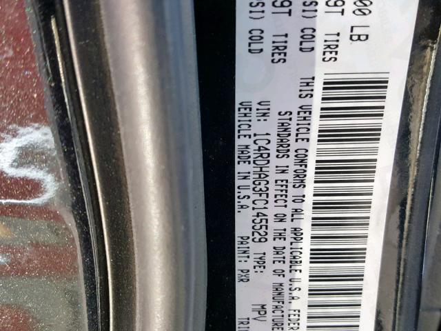 1C4RDHAG3FC145529 - 2015 DODGE DURANGO SX BLACK photo 10