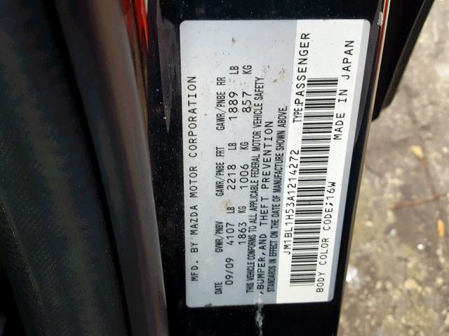 JM1BL1H53A1214272 - 2010 MAZDA 3 S BLACK photo 10