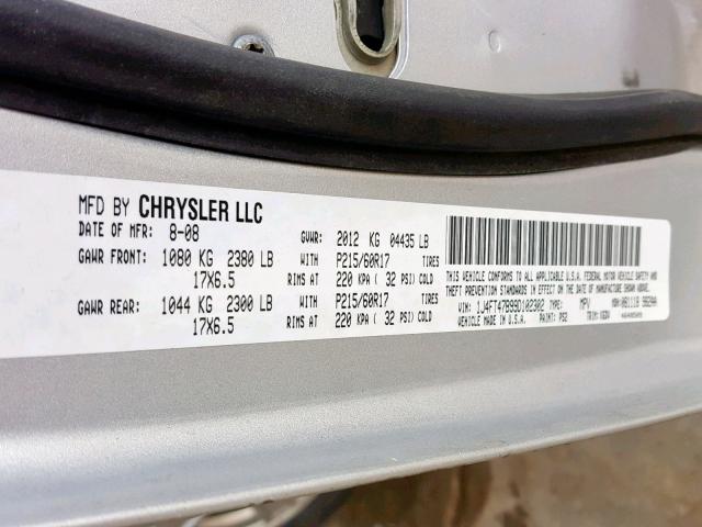 1J4FT47B99D102302 - 2009 JEEP COMPASS SP 银色 照片 10