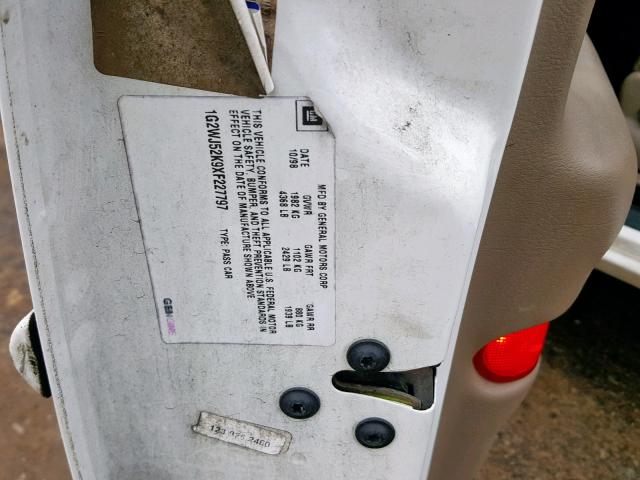 1G2WJ52K9XF227797 - 1999 PONTIAC GRAND PRIX 白色 照片 10