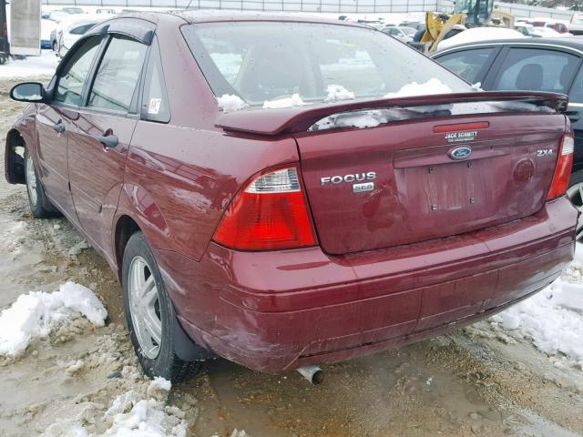 1FAHP34N36W185937 - 2006 FORD FOCUS ZX4 BURGUNDY photo 3