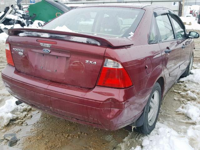 1FAHP34N36W185937 - 2006 FORD FOCUS ZX4 BURGUNDY photo 4