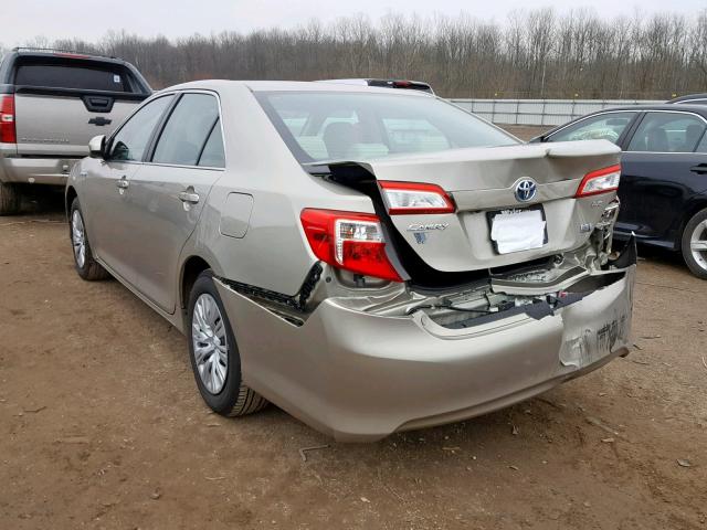 4T1BD1FK5EU121985 - 2014 TOYOTA CAMRY HYBR TAN photo 3