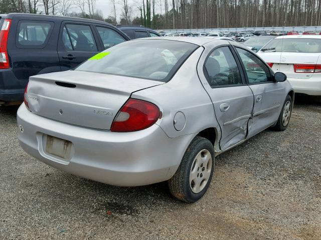 1B3ES46C91D196640 - 2001 DODGE NEON SE SILVER photo 4