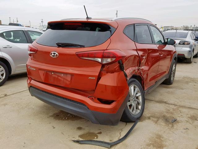 KM8J3CA42GU089793 - 2016 HYUNDAI TUCSON LIM ORANGE photo 4