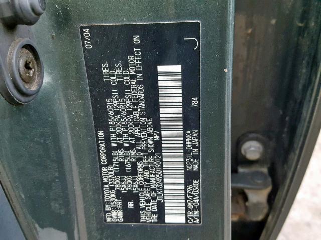 JTLKT324950190121 - 2005 TOYOTA SCION XB Жасыл фото 10