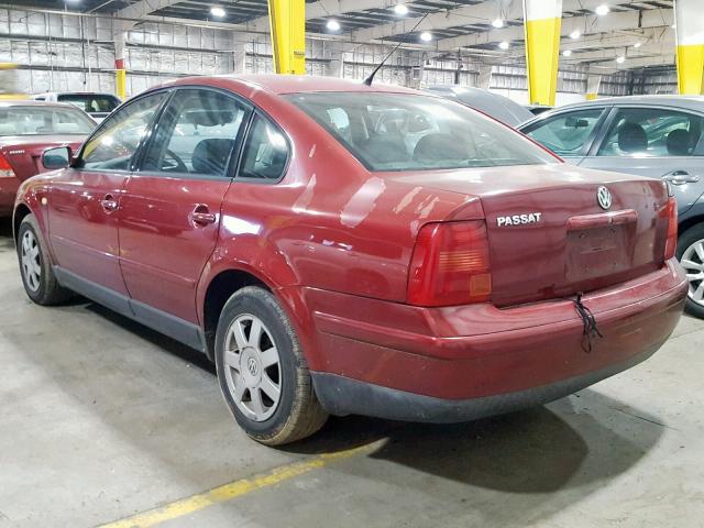 WVWMA23B0YE087971 - 2000 VOLKSWAGEN PASSAT GLS BURGUNDY photo 3