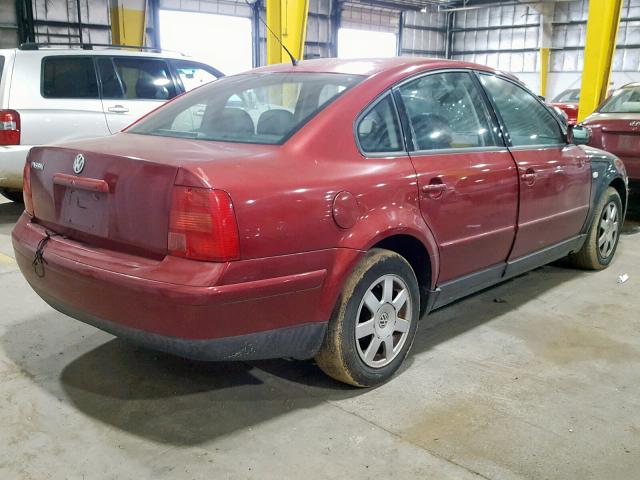 WVWMA23B0YE087971 - 2000 VOLKSWAGEN PASSAT GLS BURGUNDY photo 4