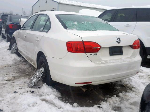 3VW2K7AJ8DM447341 - 2013 VOLKSWAGEN JETTA BASE WHITE photo 3