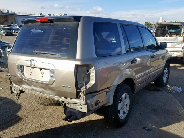 2HKYF18126H545259 - 2006 HONDA PILOT LX GOLD photo 4