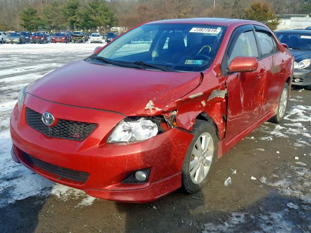 2T1BU4EE6AC334503 - 2010 TOYOTA COROLLA BA RED photo 2