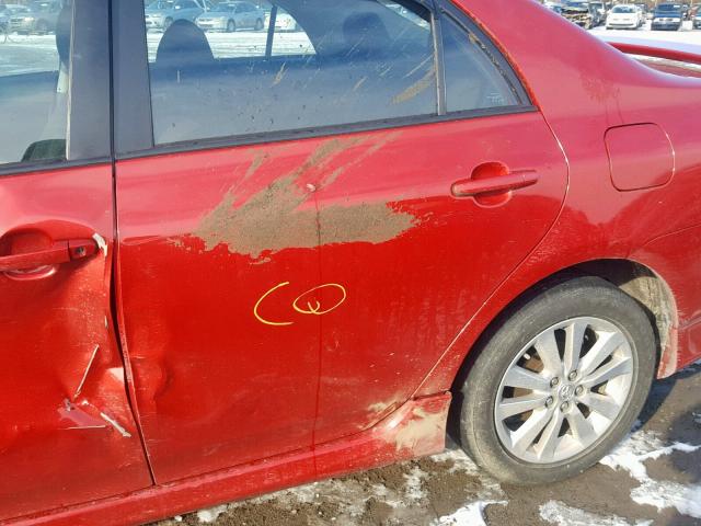 2T1BU4EE6AC334503 - 2010 TOYOTA COROLLA BA RED photo 9