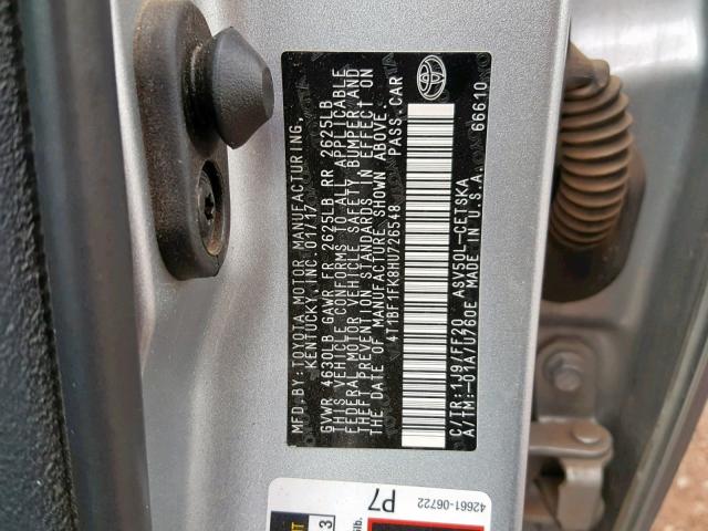 4T1BF1FK8HU726548 - 2017 TOYOTA CAMRY LE SILVER photo 7