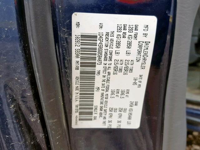 1D4GP45R66B584073 - 2006 DODGE CARAVAN SX BLUE photo 10