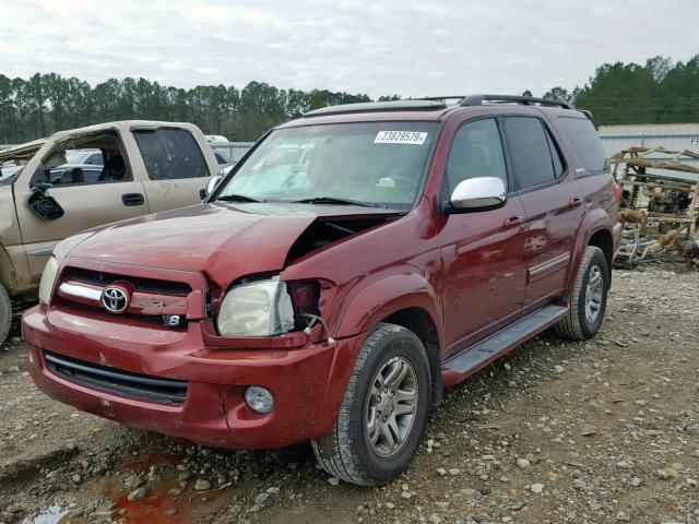 5TDZT38A17S298028 - 2007 TOYOTA SEQUOIA LI MAROON photo 2