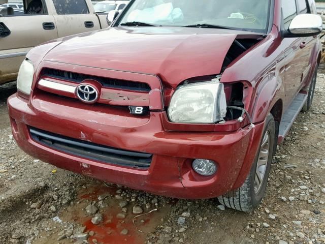 5TDZT38A17S298028 - 2007 TOYOTA SEQUOIA LI MAROON photo 9