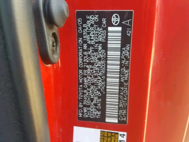 JTKDE167450057329 - 2005 TOYOTA SCION TC 双色 照片 10