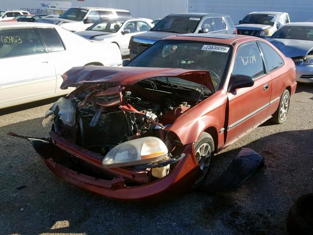 1HGEJ712XTL011314 - 1996 HONDA CIVIC HX RED photo 2