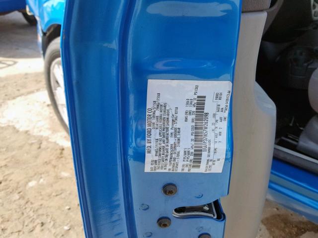 1FAFP37N57W262098 - 2007 FORD FOCUS ZX5 BLUE photo 10