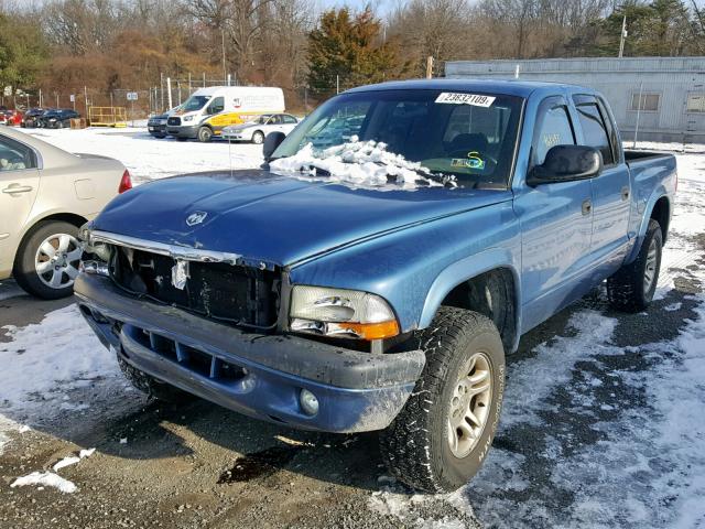 1D7HG38N74S545533 - 2004 DODGE DAKOTA QUA BLUE photo 2