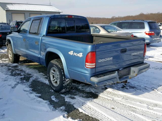 1D7HG38N74S545533 - 2004 DODGE DAKOTA QUA BLUE photo 3