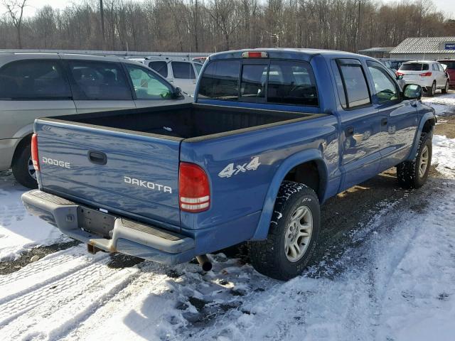 1D7HG38N74S545533 - 2004 DODGE DAKOTA QUA BLUE photo 4