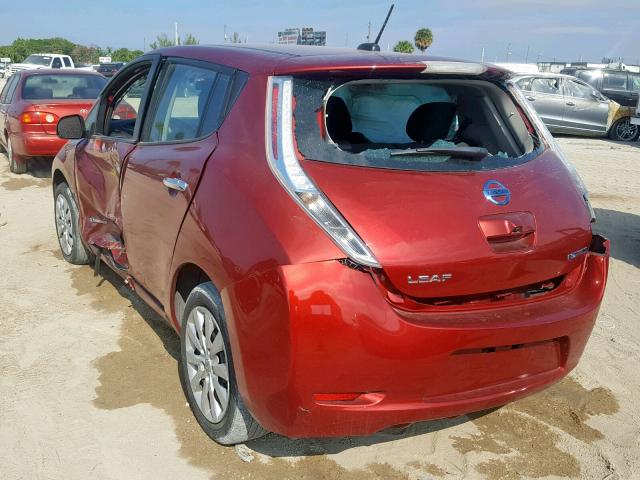 1N4AZ0CP1FC320153 - 2015 NISSAN LEAF S RED photo 3