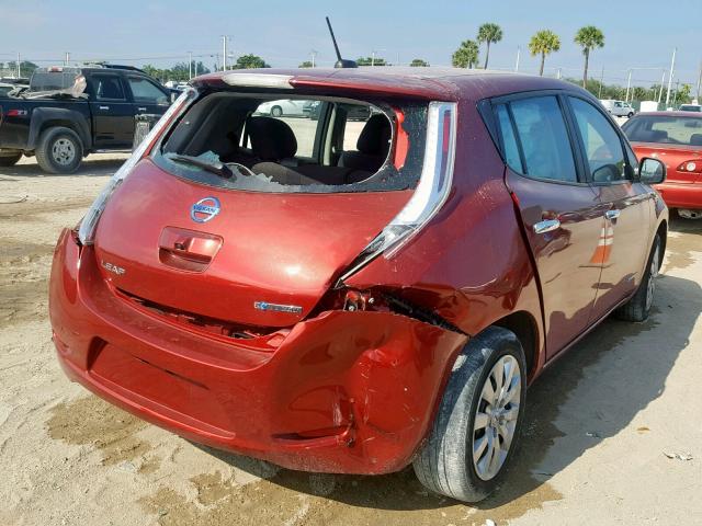 1N4AZ0CP1FC320153 - 2015 NISSAN LEAF S RED photo 4