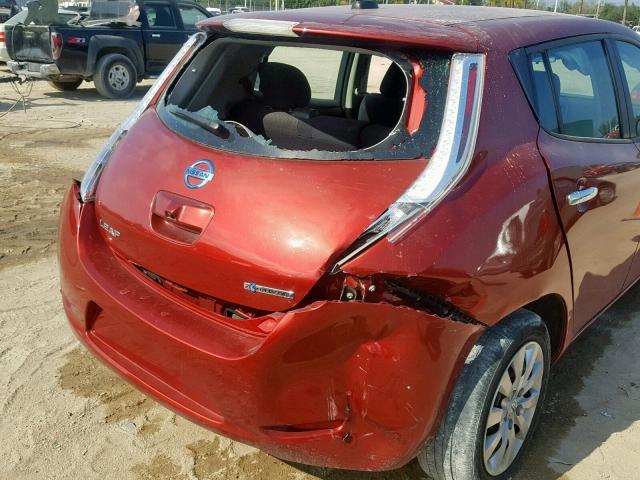 1N4AZ0CP1FC320153 - 2015 NISSAN LEAF S RED photo 9