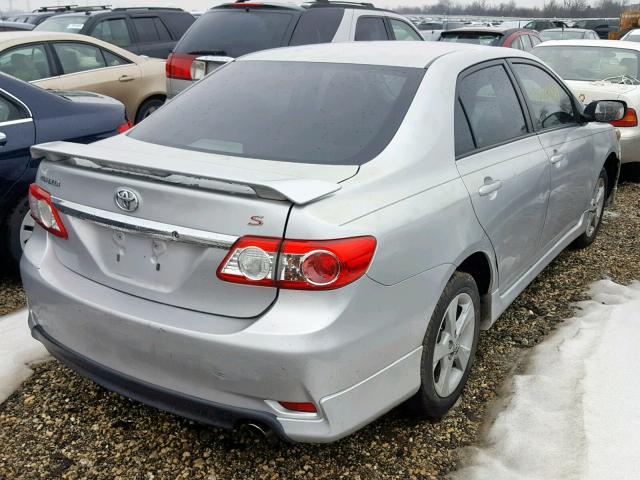 2T1BU4EE4BC642660 - 2011 TOYOTA COROLLA SILVER photo 4