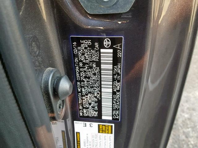 JTKJF5C70GJ023784 - 2016 TOYOTA SCION TC ნაცრისფერი ფოტო 10