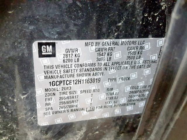 1GCPTCE12H1163019 - 2017 CHEVROLET COLORADO L BLUE photo 10