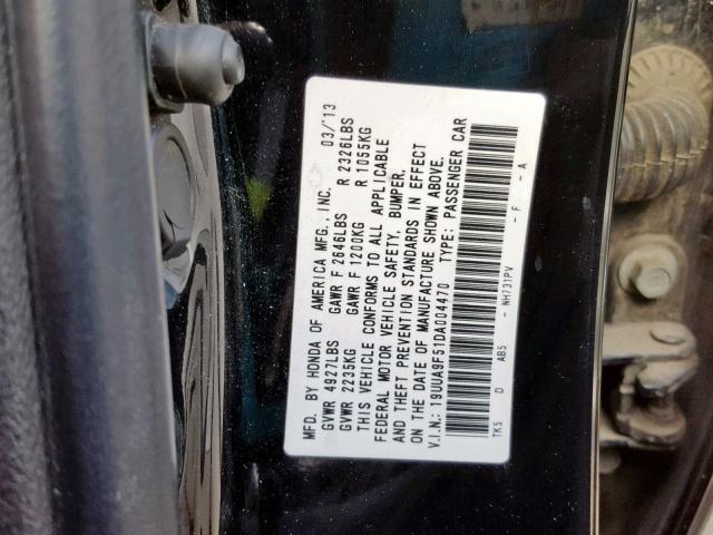 19UUA9F51DA004470 - 2013 ACURA TL TECH BLACK photo 10