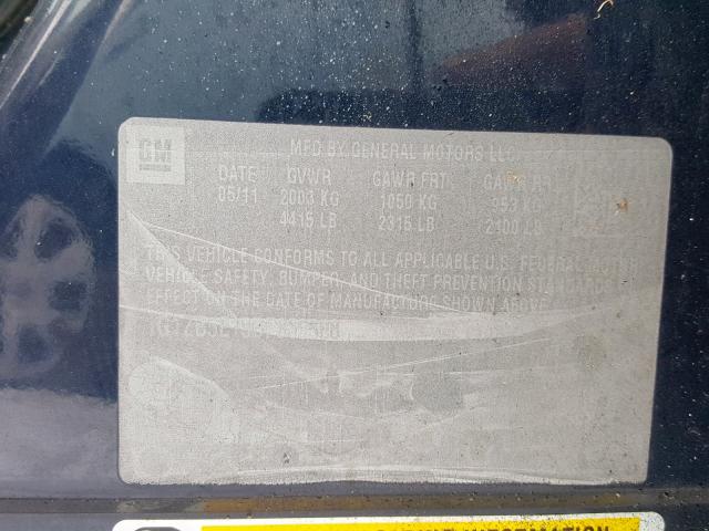 1G1ZB5E13BF369508 - 2011 CHEVROLET MALIBU LS BLUE photo 10