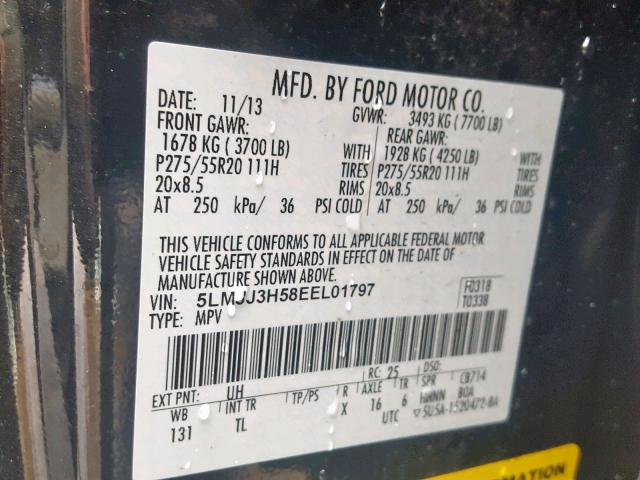 5LMJJ3H58EEL01797 - 2014 LINCOLN NAVIGATOR 黑色 照片 10