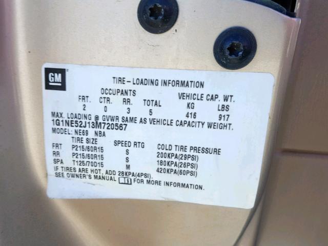 1G1NE52J13M720567 - 2003 CHEVROLET MALIBU LS TAN photo 10